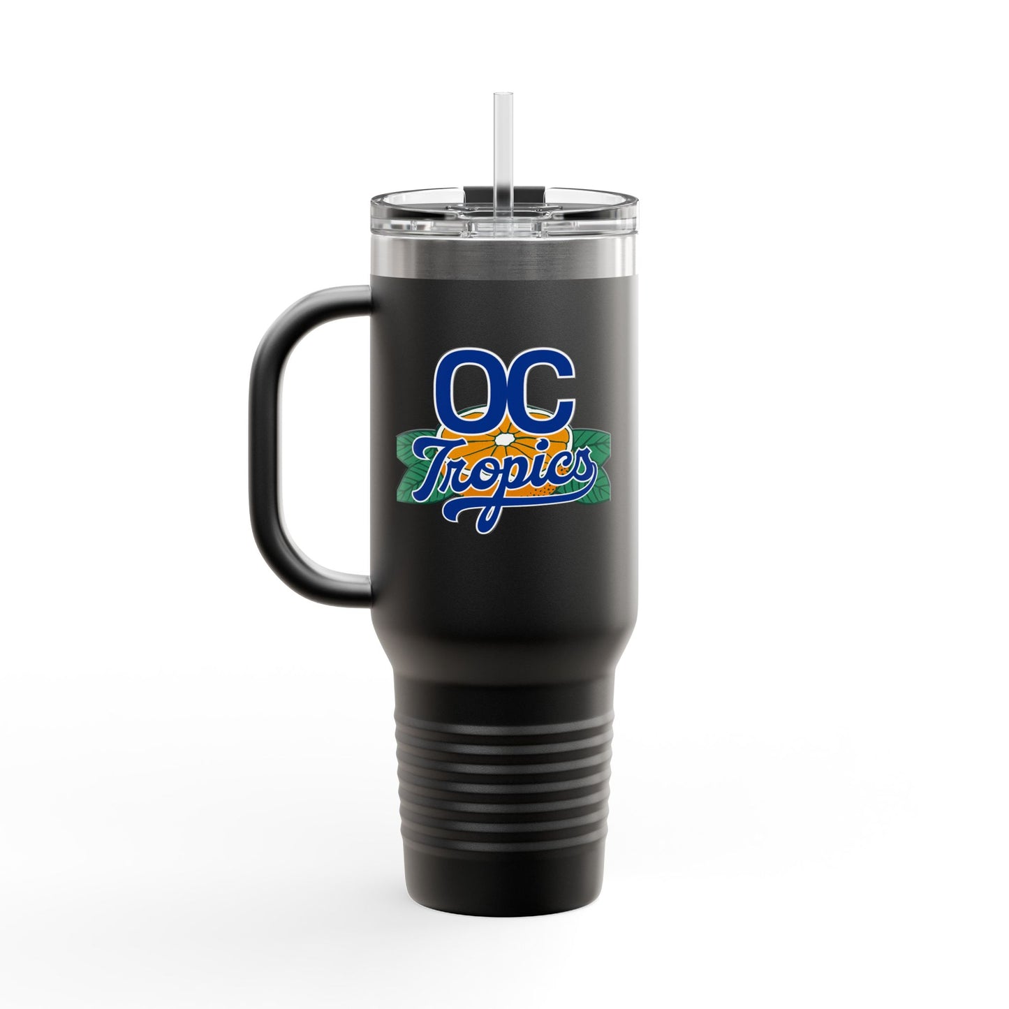 OC Tropics 40oz Insulated Travel Mug — Large Stainless Tumbler with Handle