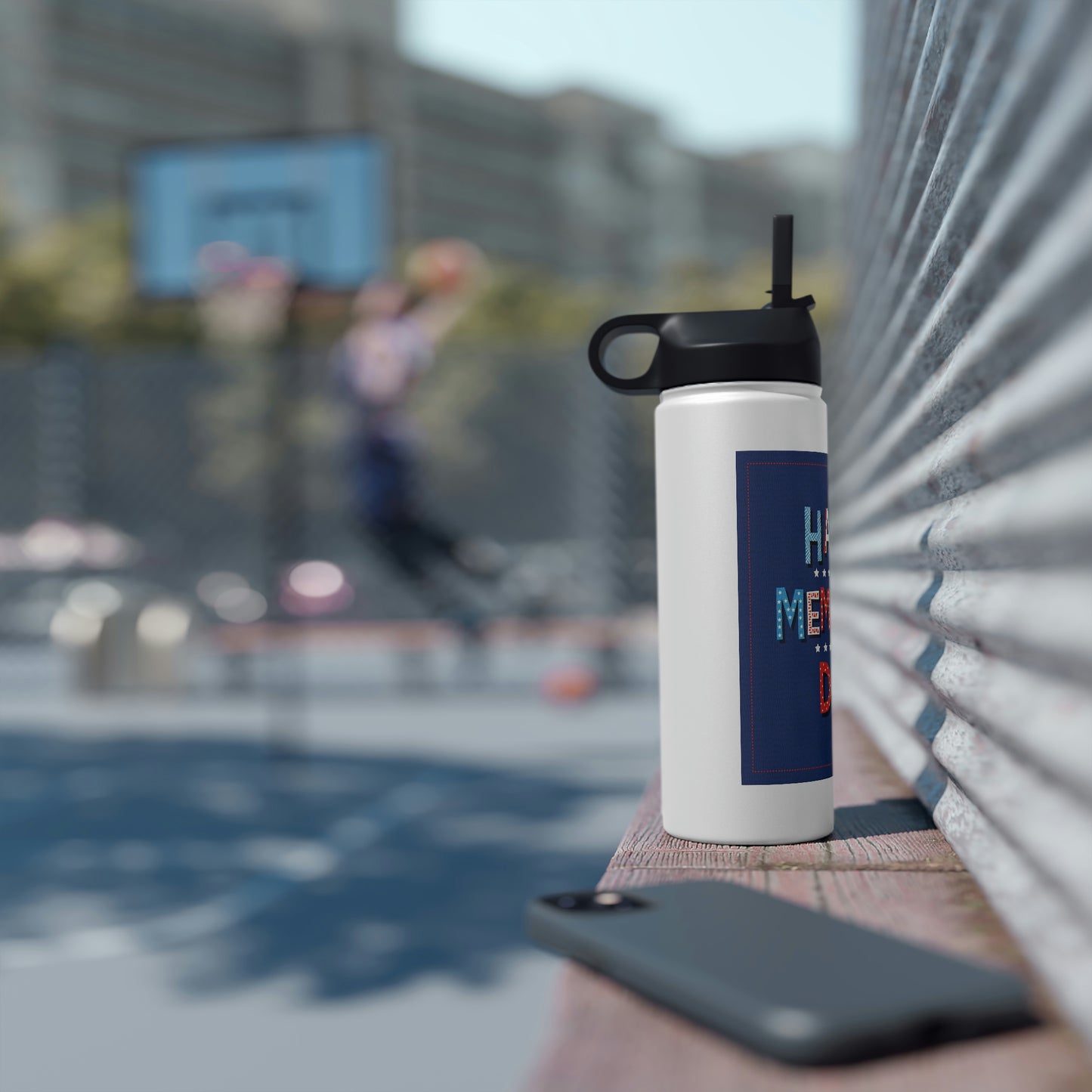 Happy Memorial Day Stainless Steel Water Bottle, Standard Lid