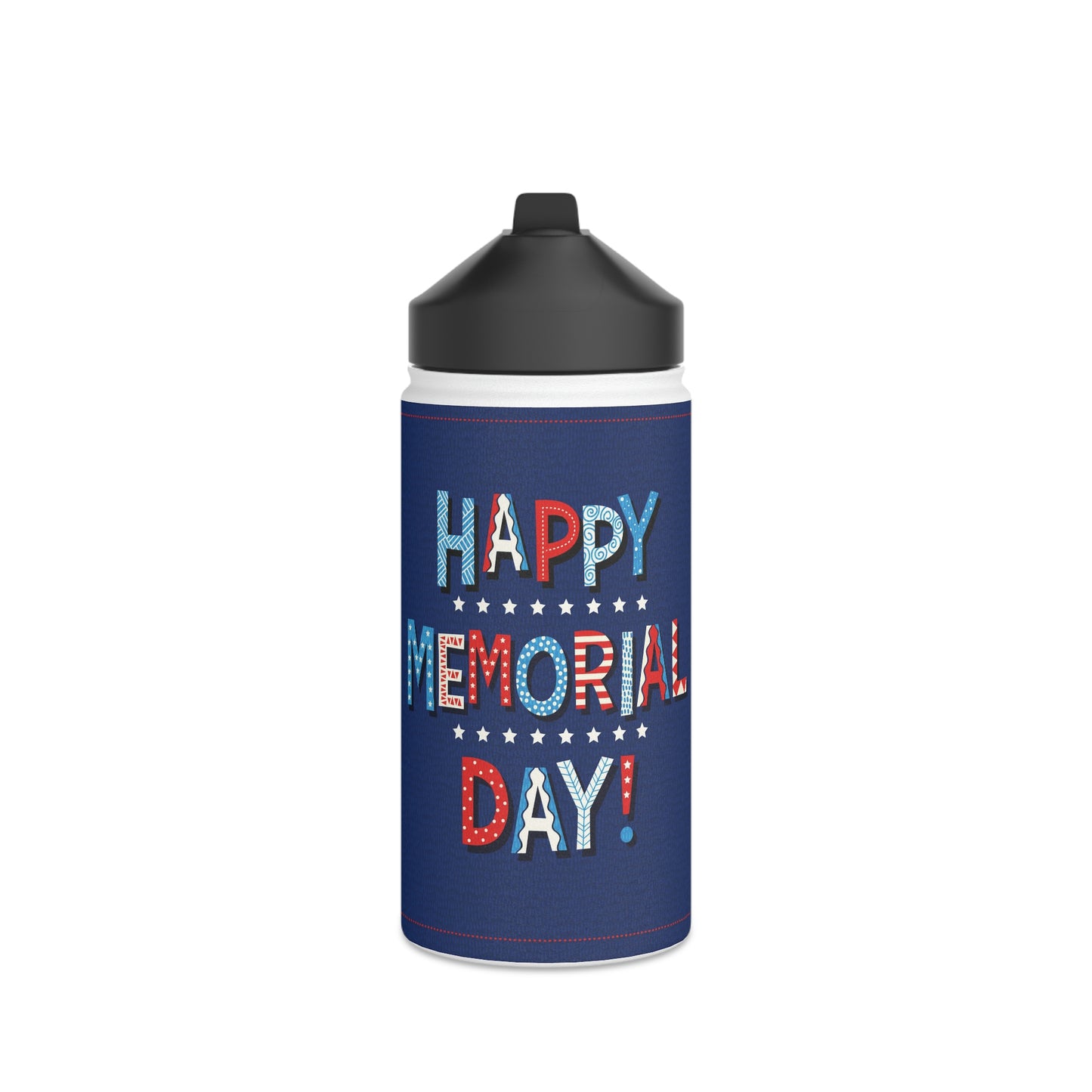Happy Memorial Day Stainless Steel Water Bottle, Standard Lid