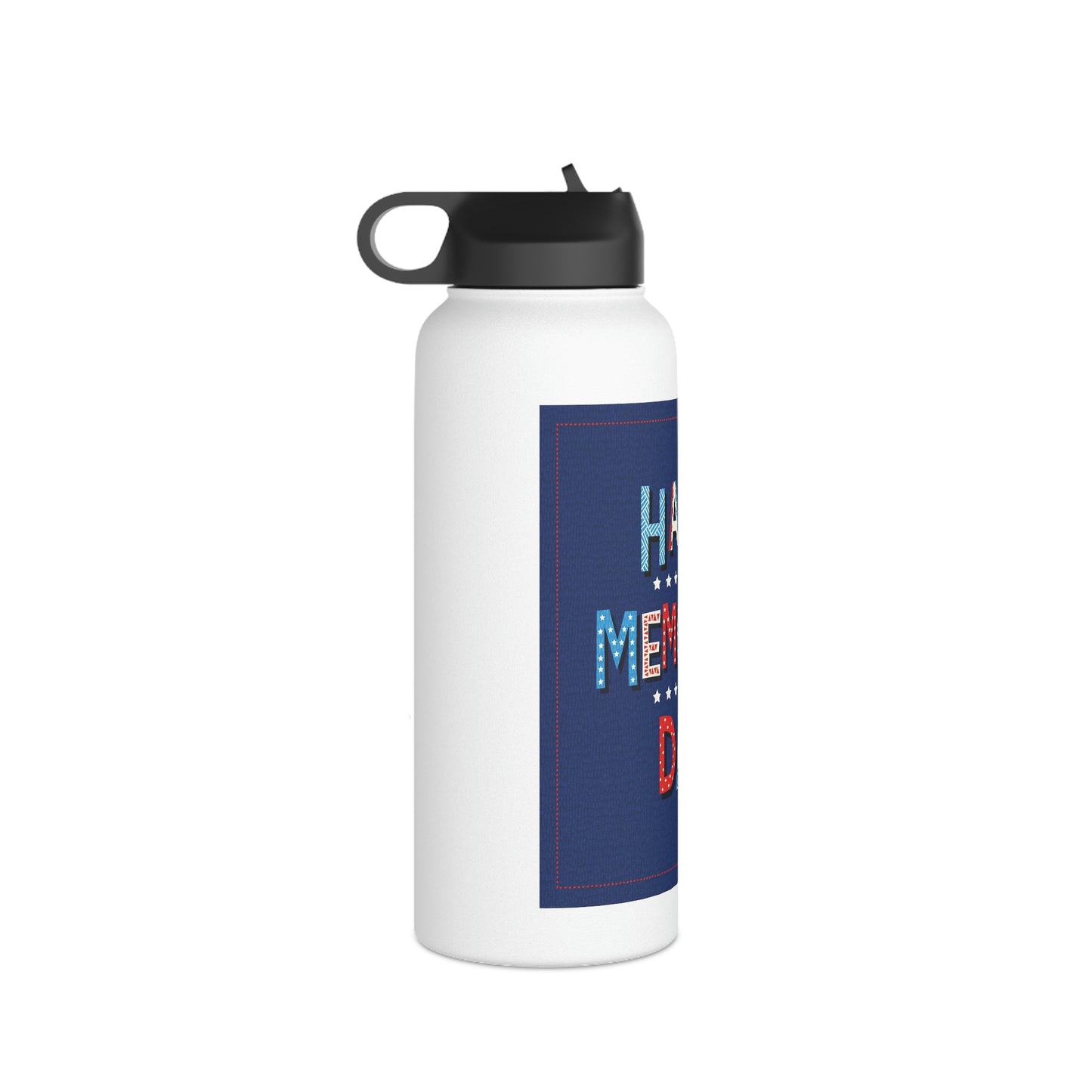 Happy Memorial Day Stainless Steel Water Bottle, Standard Lid