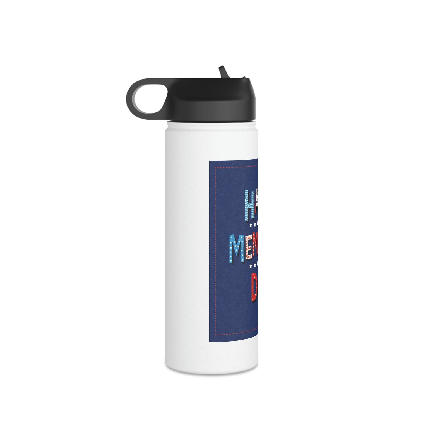 Happy Memorial Day Stainless Steel Water Bottle, Standard Lid