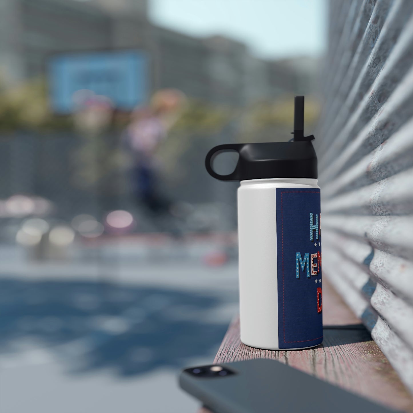 Happy Memorial Day Stainless Steel Water Bottle, Standard Lid