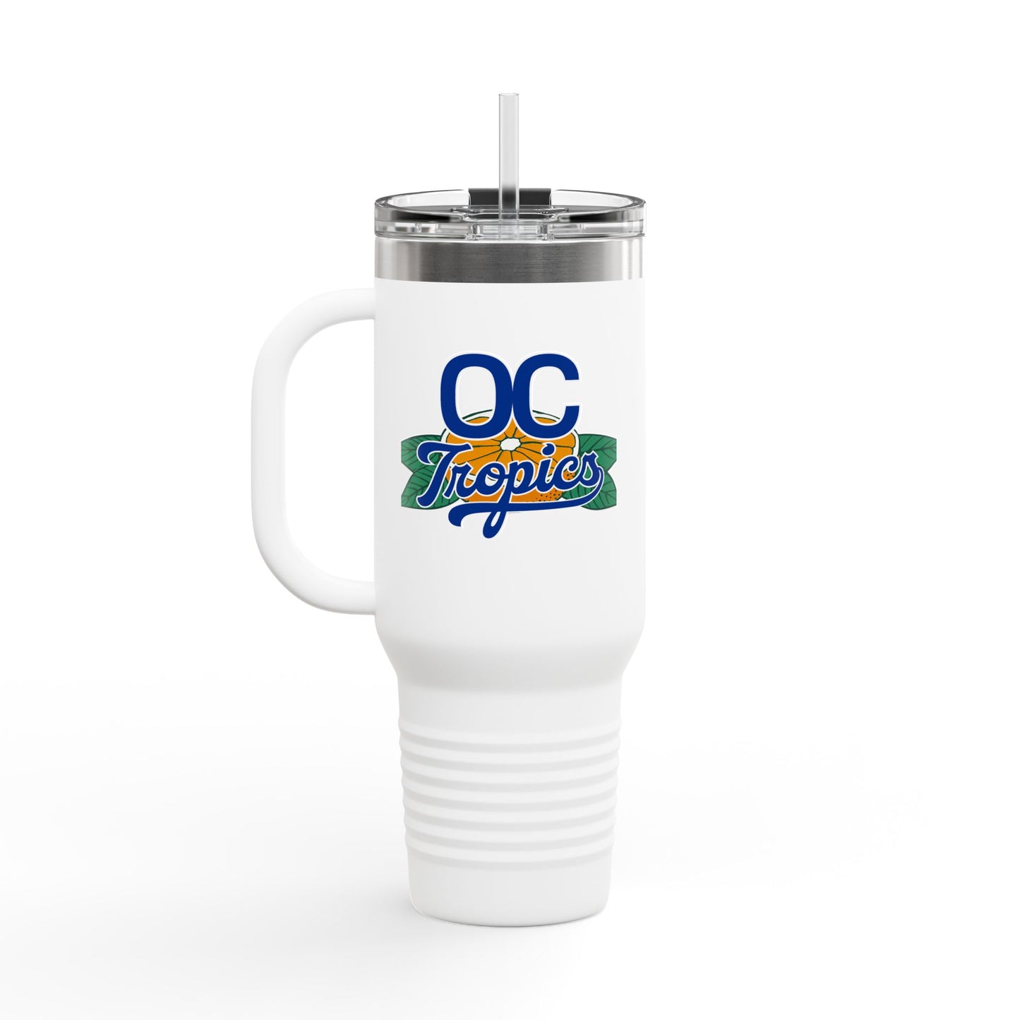 OC Tropics 40oz Insulated Travel Mug — Large Stainless Tumbler with Handle