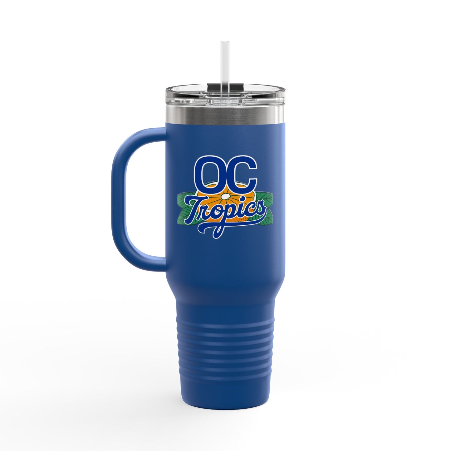OC Tropics 40oz Insulated Travel Mug — Large Stainless Tumbler with Handle