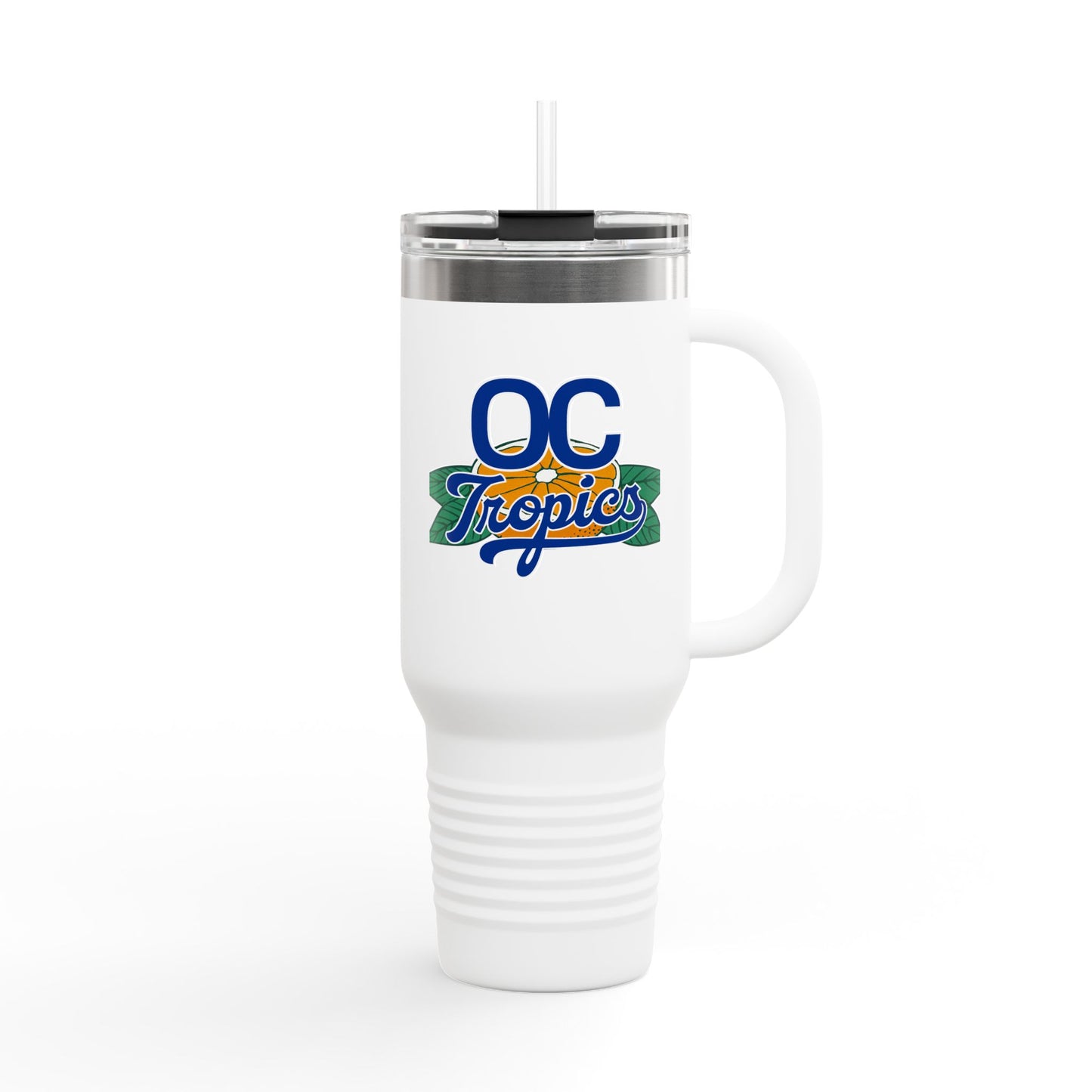 OC Tropics 40oz Insulated Travel Mug — Large Stainless Tumbler with Handle