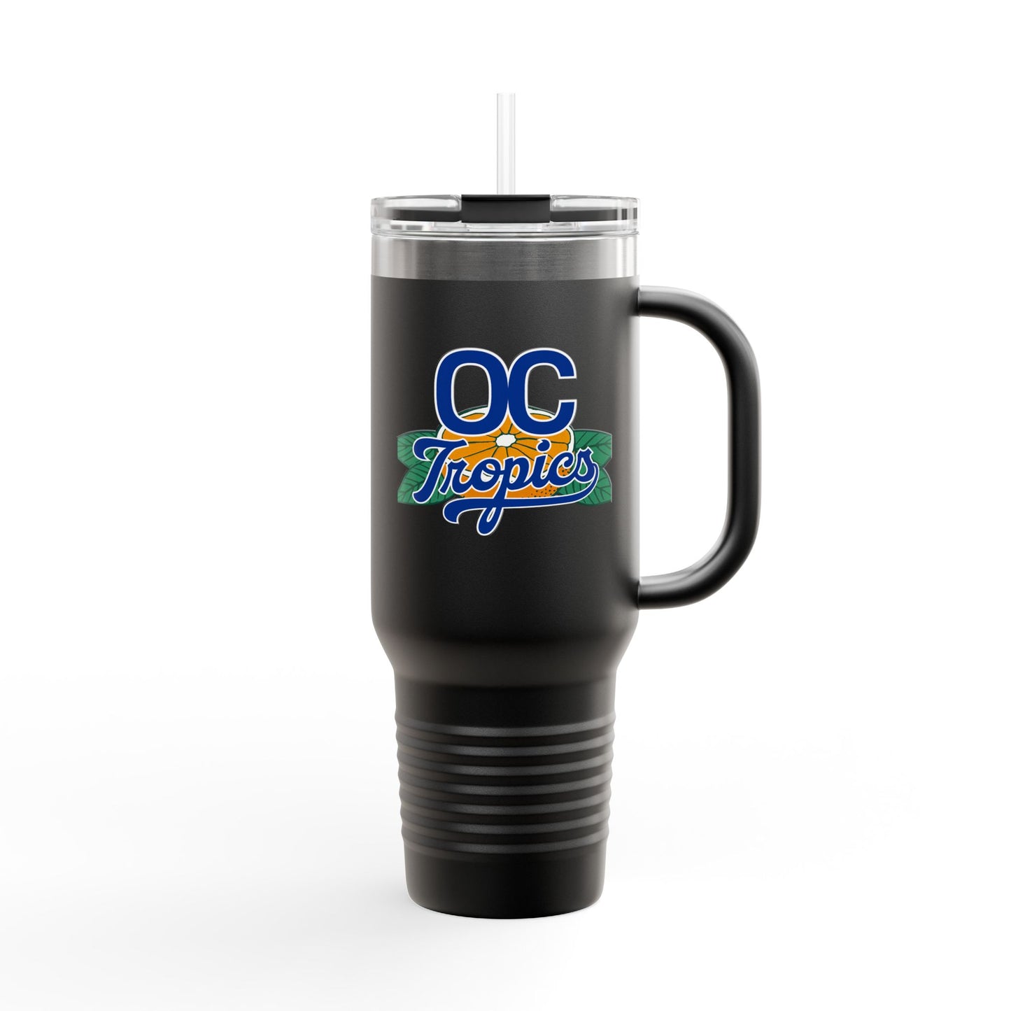 OC Tropics 40oz Insulated Travel Mug — Large Stainless Tumbler with Handle